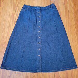 Woman Within 16W Petite‎ Blue Jean Denim Button Down Maxi A Line